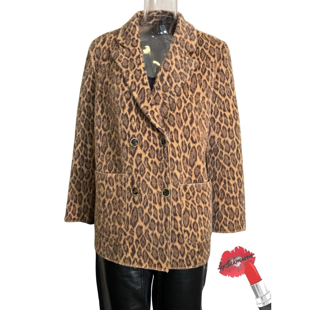 Salt Leopard Jacket Womens Small Animal Print Soft Fuzzy Button Up Boho